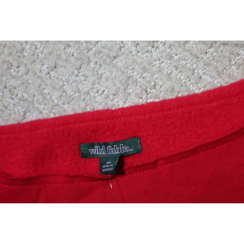 Wild Fable Womens Hard Pass Heart Sweatshirt Red XS Off Shoulder Pullover - Picture 5 of 6